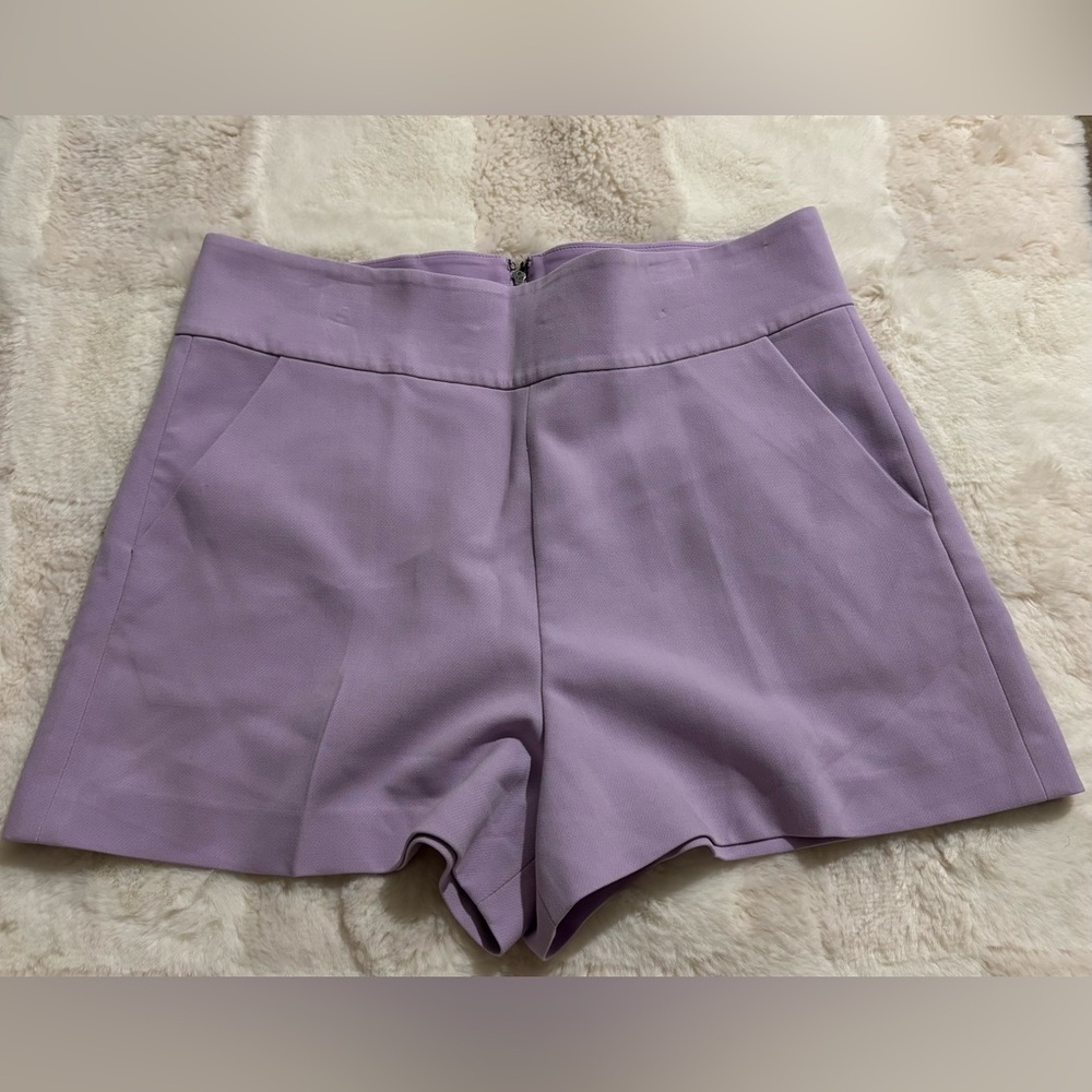 Alice + Olivia Donald Lavender High-Waist Tailored Shorts